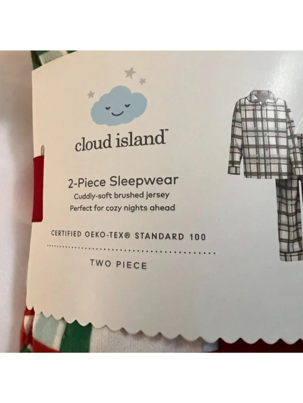 Cloud Island 2 Piece Sleepwear Plaid White Green Red Size 4T NWT